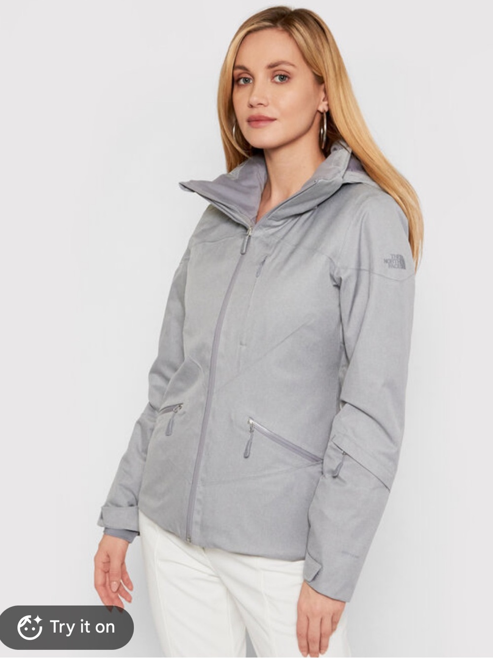 The North Face Women's Light Gray Hooded Ski Jacket